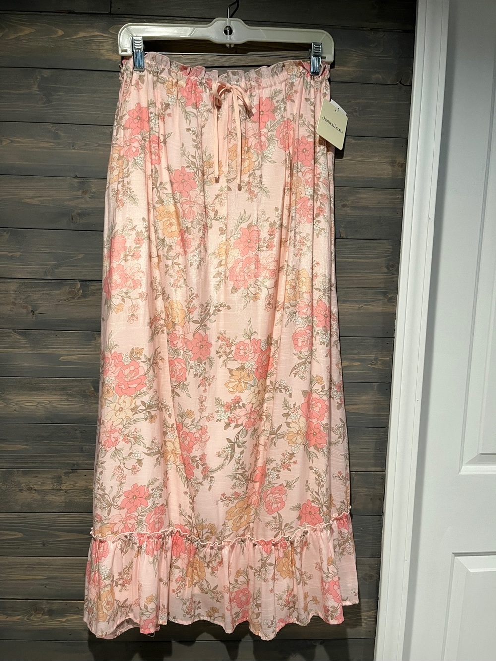 NWT Charmed Hearts Pink Floral Maxi Skirt L